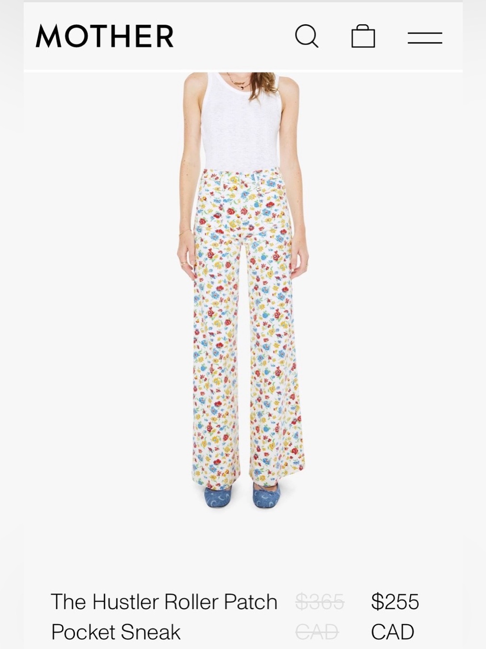 NWT Size 32 - MOTHER The Hustler Roller Patch Pocket High-Rise Wide Leg Jeans